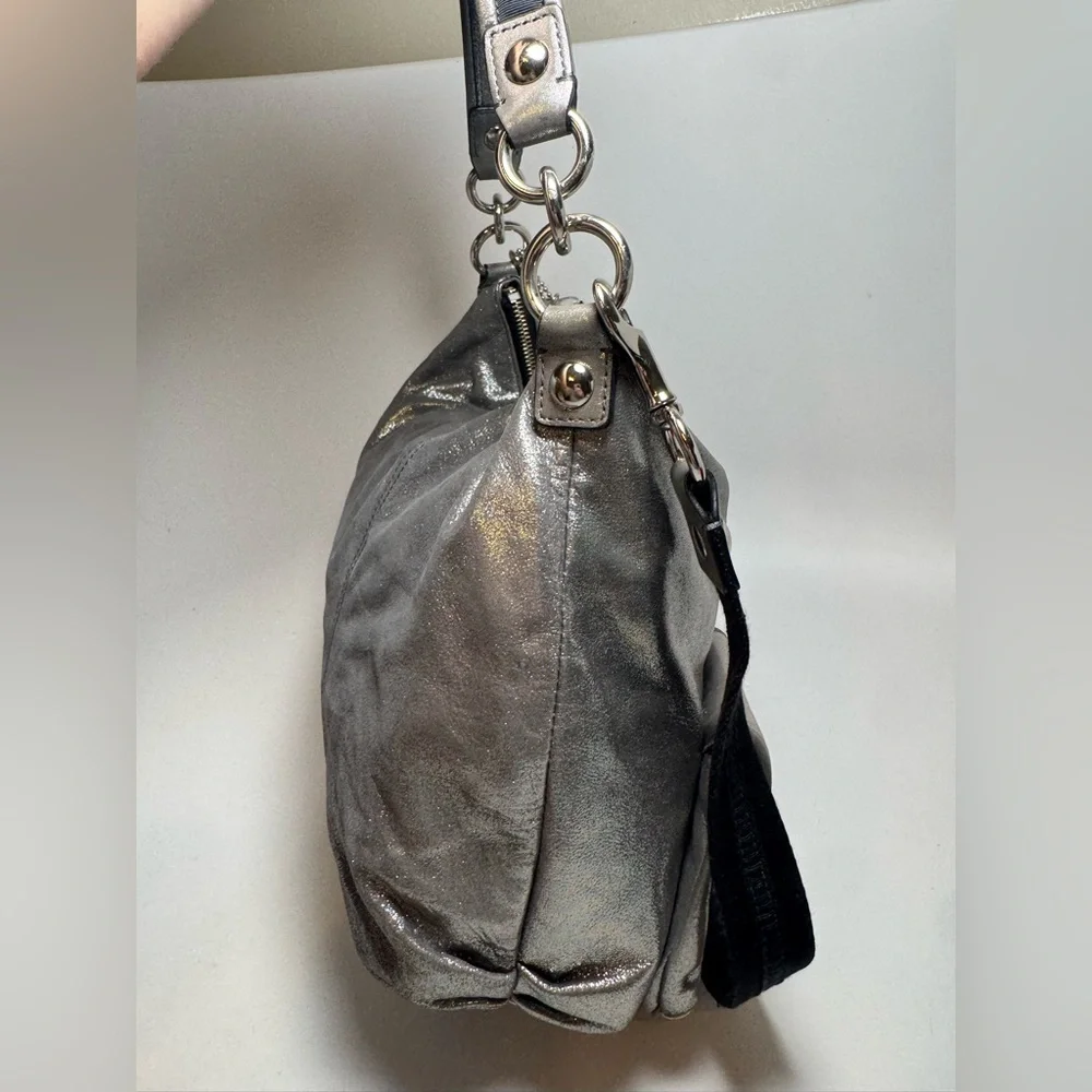 SOLD Coach Poppy Silver Metallic Double Pocket Satchel/Shoulder Bag #14561 – Y2K - Picture 7 of 14